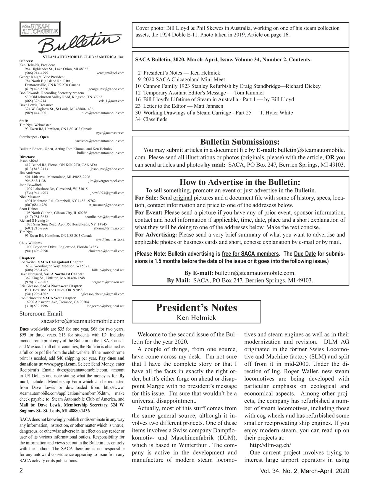 Steam Automobile Club Of America Saca Bulletins